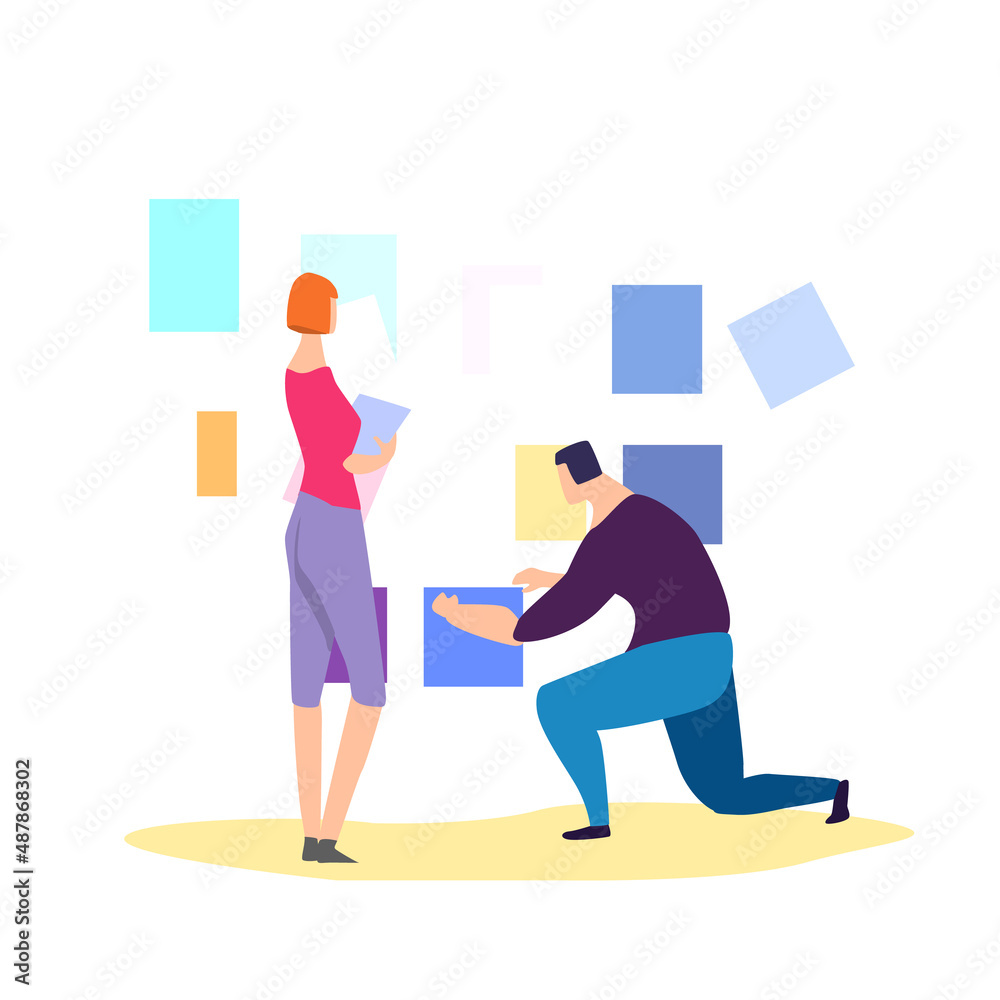 Data counting, people are doing data analysis.Company employees work concept. Flat style modern vector Data counting, people are doing data analysis.Company employees work concept. Flat style modern vector