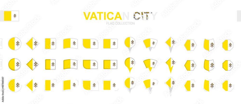 Large collection of Vatican City flags of various shapes and effects. Large collection of Vatican City flags of various shapes and effects.