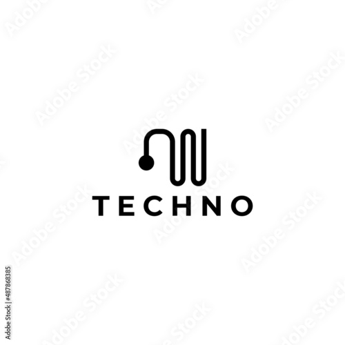 tech modern letter w simple flat