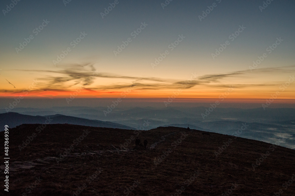 Fototapeta premium sunrise over the mountains, Babia Hora, Orava, Slovakia, Europe