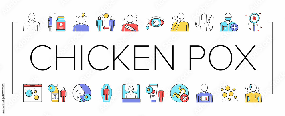 Chicken Pox Disease Collection Icons Set Vector . Chicken Pox Disease Collection Icons Set Vector .