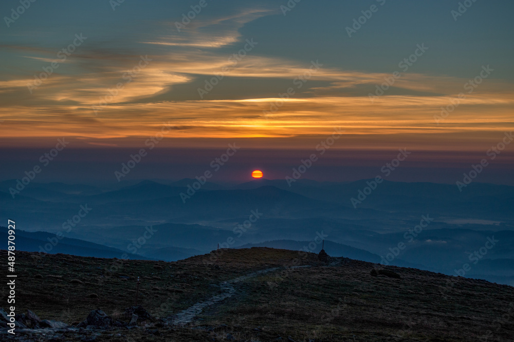 sunrise over the mountains, Babia Hora, Orava, Slovakia, Europe