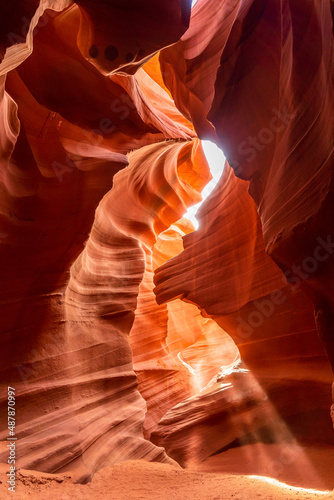 Lion's Head in Lower Antelope Canyon with a beam of light shining down in Page, Arizona