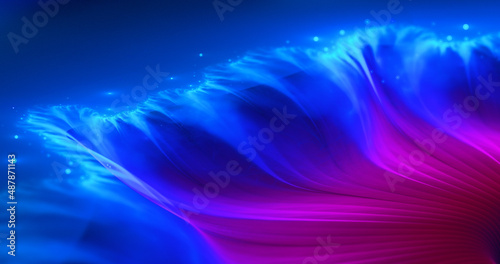 Abstract colorful blue and pink fiery shapes. Digital fractal art. 3d rendering.