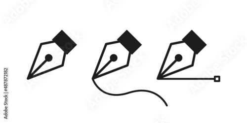 Pen tool icon, curve bezier cursor symbol. Illustrator equipment, drawing app interface element button. photo