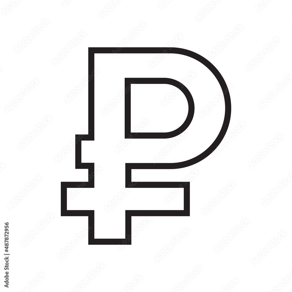 Vector linear icon with ruble symbol Vector linear icon with ruble symbol