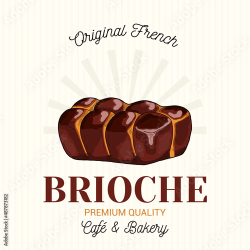 Brioche French Pastry Vector Emblem Logo Template photo