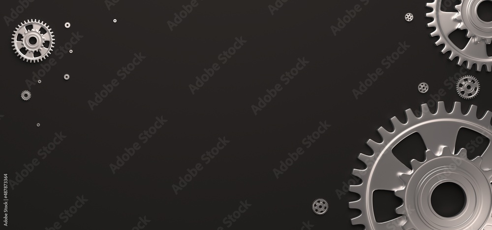 Fototapeta premium Abstract cogwheel background. Design layout for construction, engineering and maintenance companies. 3D render illustration.