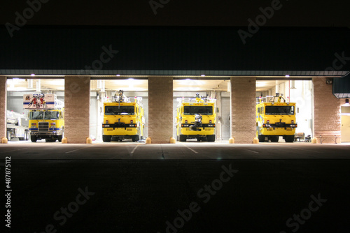 Airport fire station ARFF night scene photo