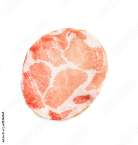 Italian dried ham. Coppa Stagionata isolated on white background.