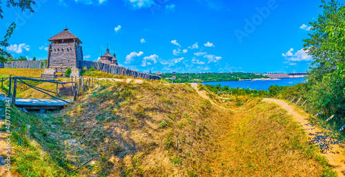 The moat of historical Zaporizhian Sich Fort scansen, Zaporizhzhia, Ukraine photo