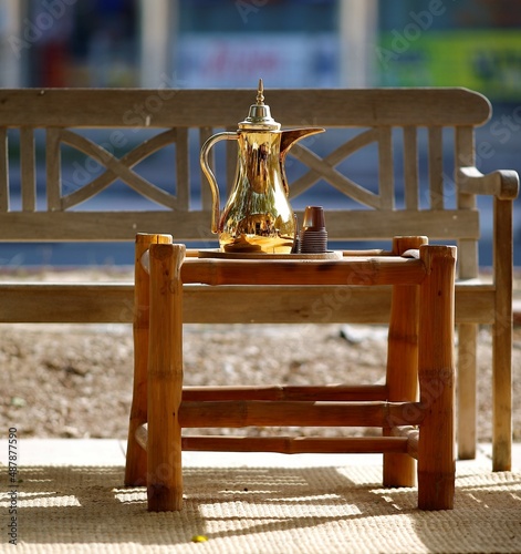 Arab hospitality in the heritage village in the Bastakya district of old dubai photo