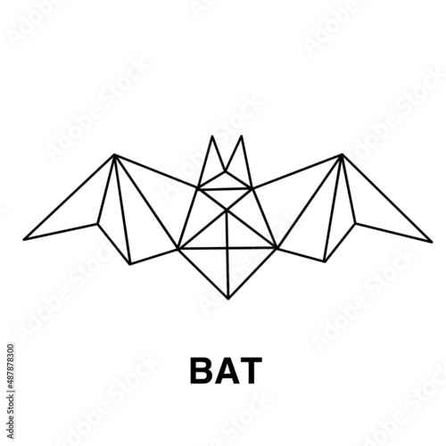 Polygonal image of a bat, line vector illustration