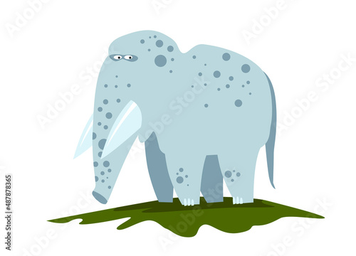 Just elephant. frowning gray elephant. Comic character. Vector image for prints, poster and illustrations.