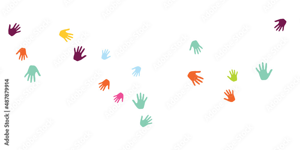 Creative children handprints preschool education concept background