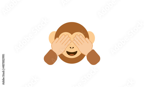 See no evil monkey vector flat icon. Isolated monkey face emoji illustration