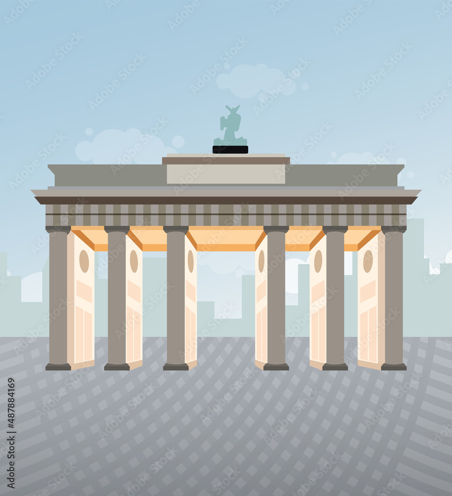 Brandenburg Gate in Berlin, Germany. Flat vector illustration. Brandenburg Gate in Berlin, Germany. Flat vector illustration.
