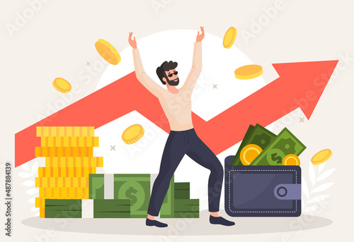 Rich banker celebrating