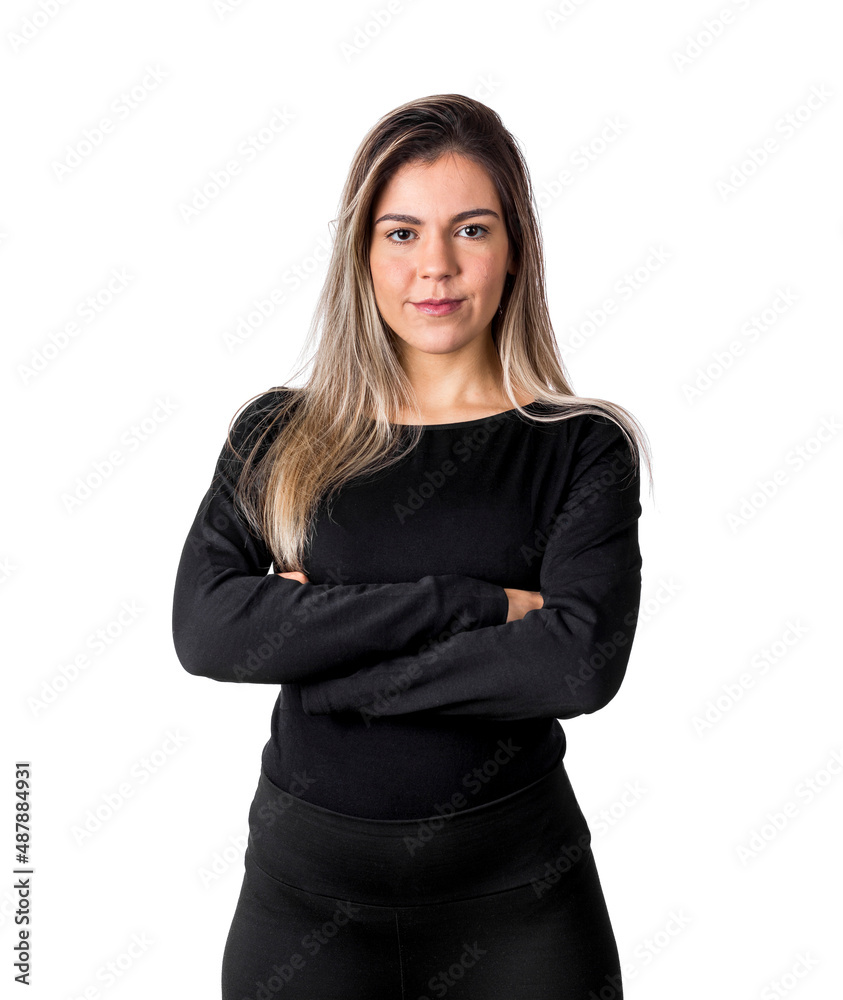 Young pretty confident manager business woman isolated on white background. Young pretty confident manager business woman isolated on white background.