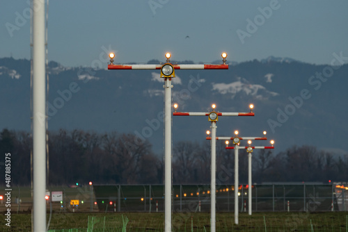 Approach lighting system in Altenrhein in Switzerland photo