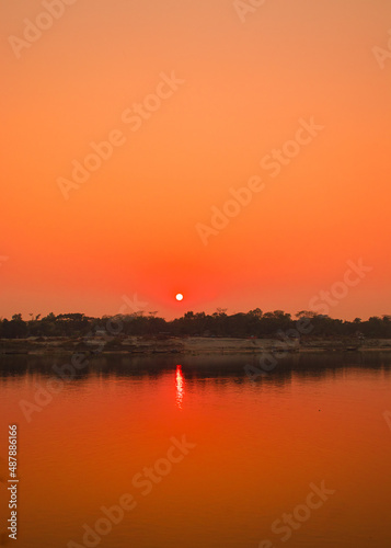 Sunset photography on the river in winter 2022. This image was taken by me on January 17  2022  from the Doleswori river  Bangladesh  South Asia.
