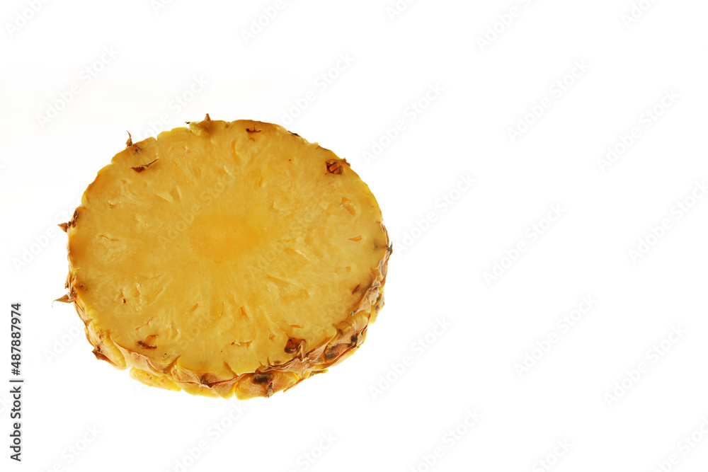 pineapple slice, fruit isolated on white background with space for text pineapple slice, fruit isolated on white background with space for text