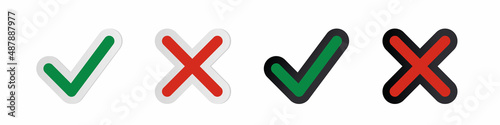 Check mark stickers. Vector illustration.