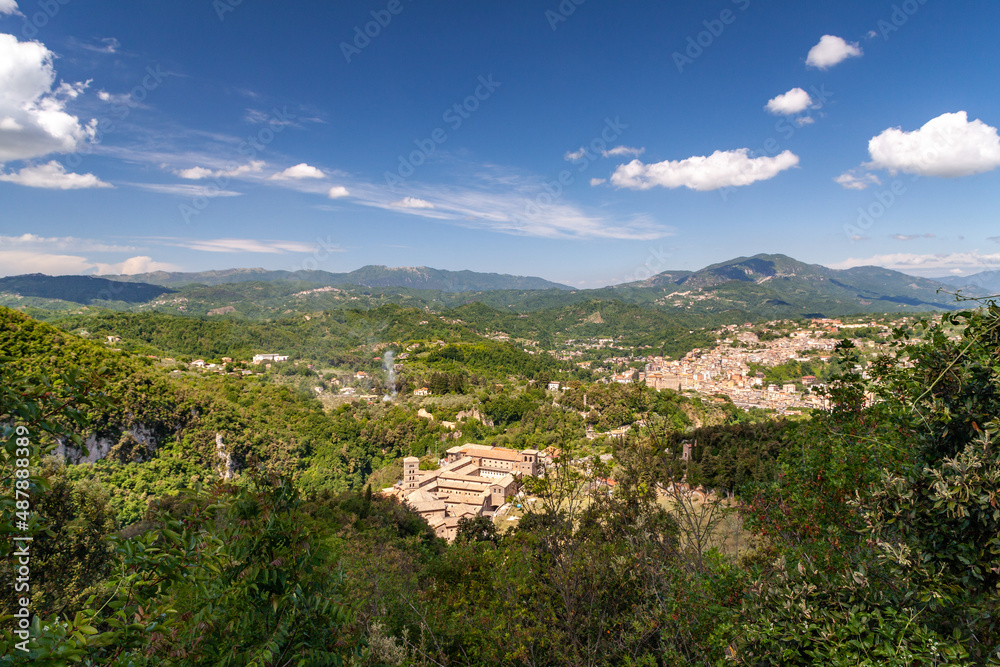 Landscape of little medieval town Subiaco, province of Rome