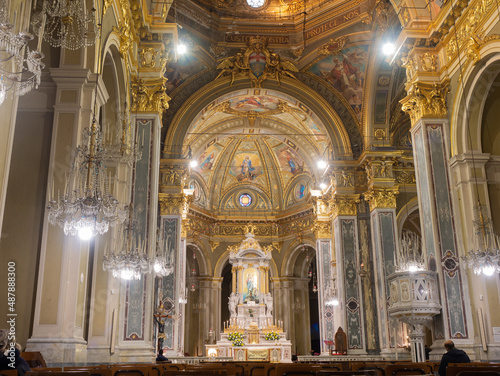 Interior of Nostra Signora della Guardia Marian shrine,   Genoa