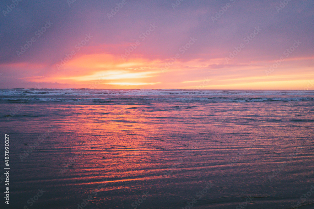 Colorful sunset on the Oregon coast
