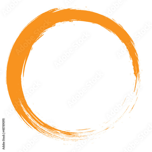 Circle brush stroke vector isolated on white background. Red enso zen circle brush stroke. For stamp, seal, ink and paintbrush design template. Grunge hand drawn circle shape, vector illustration