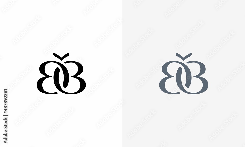 Butterfly logo. Initials BB, BB logo design. Initial Letter Logo. - obrazy, fototapety, plakaty 