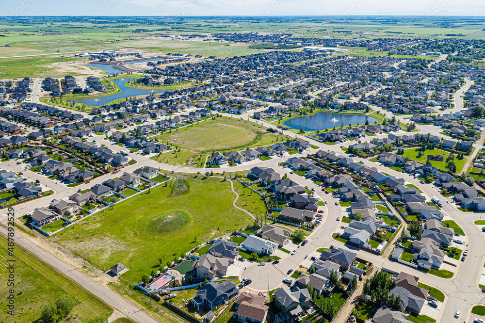 Aerial view of Warman, Saskatchewan on the Canadian Prairies