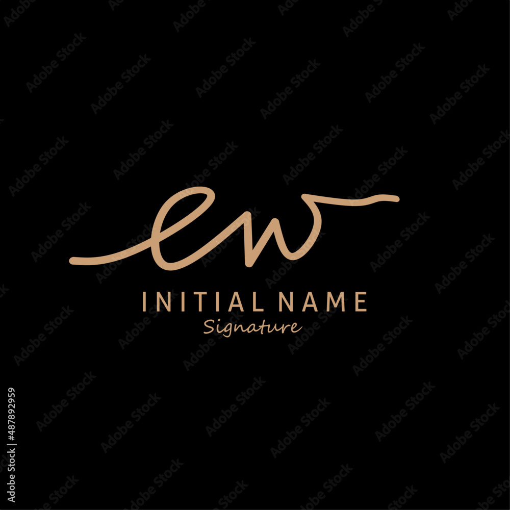 EW Initial letter handwriting and signature logo