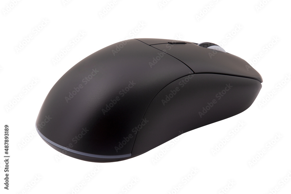 Black gaming wireless laser computer mouse isolated on white background Black gaming wireless laser computer mouse isolated on white background