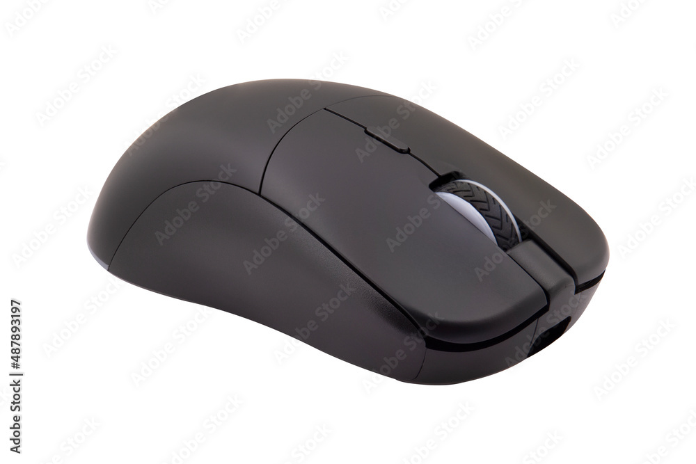 Black gaming wireless laser computer mouse isolated on white background Black gaming wireless laser computer mouse isolated on white background