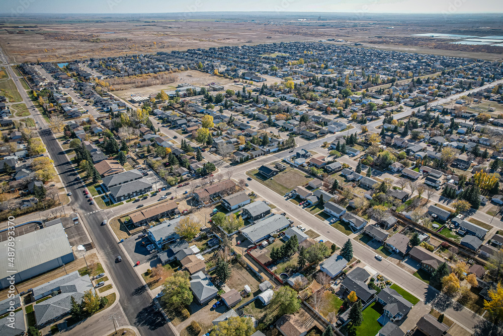 Aerial view of Martensville in central Saskatchewan
