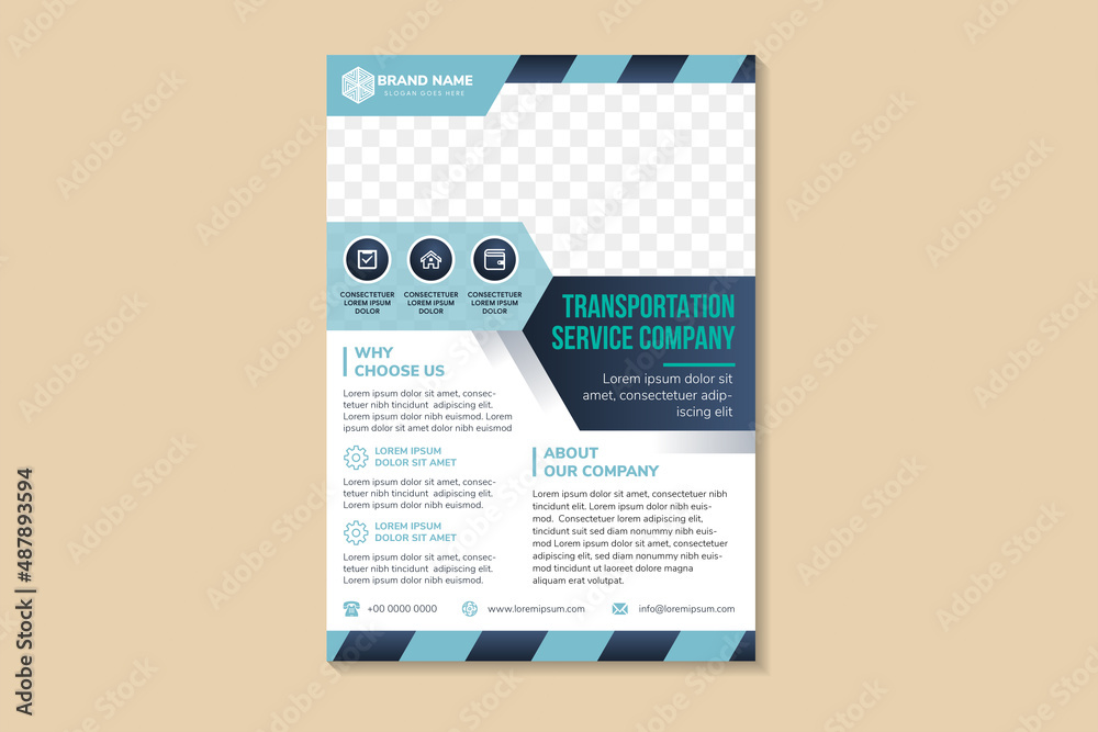 Transportation service company brochure flyer design vector template ...