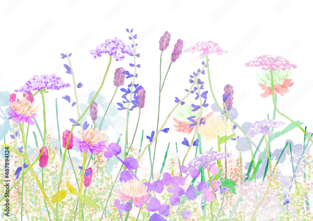 花柄の水彩風イラスト背景
