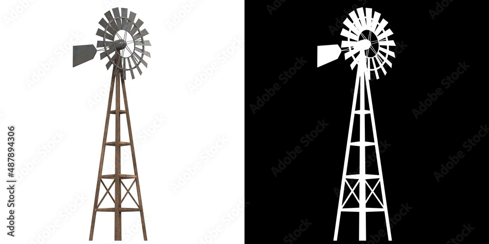 3D rendering illustration of a windmill