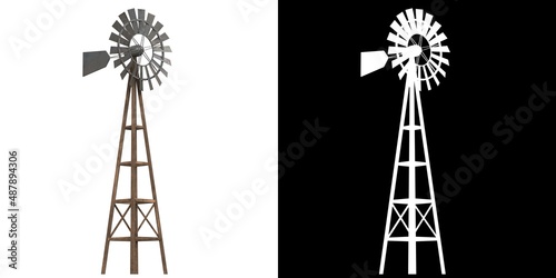 3D rendering illustration of a windmill photo