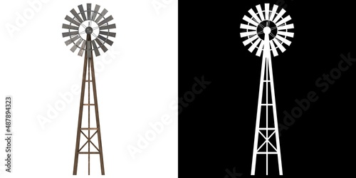 3D rendering illustration of a windmill