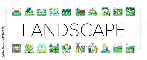 Landscape Design And Accessories Icons Set Vector .