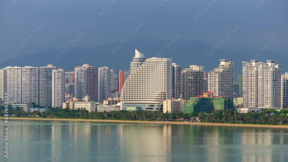 sunny storm sky sanya city beach bay hotel rooftop panorama timelapse 4k hainan island china sunny storm sky sanya city beach bay hotel rooftop panorama timelapse 4k hainan island china