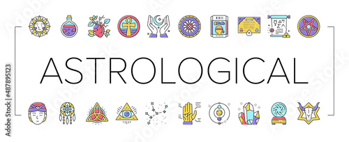Astrological Objects Collection Icons Set Vector .