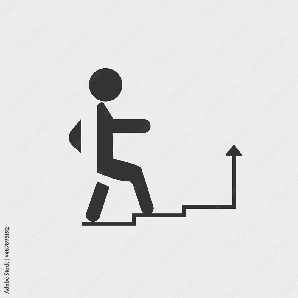 Climbing stairs vector icon illustration sign Climbing stairs vector icon illustration sign