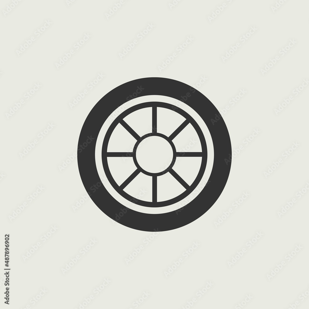 Car wheel vector icon illustration sign Car wheel vector icon illustration sign