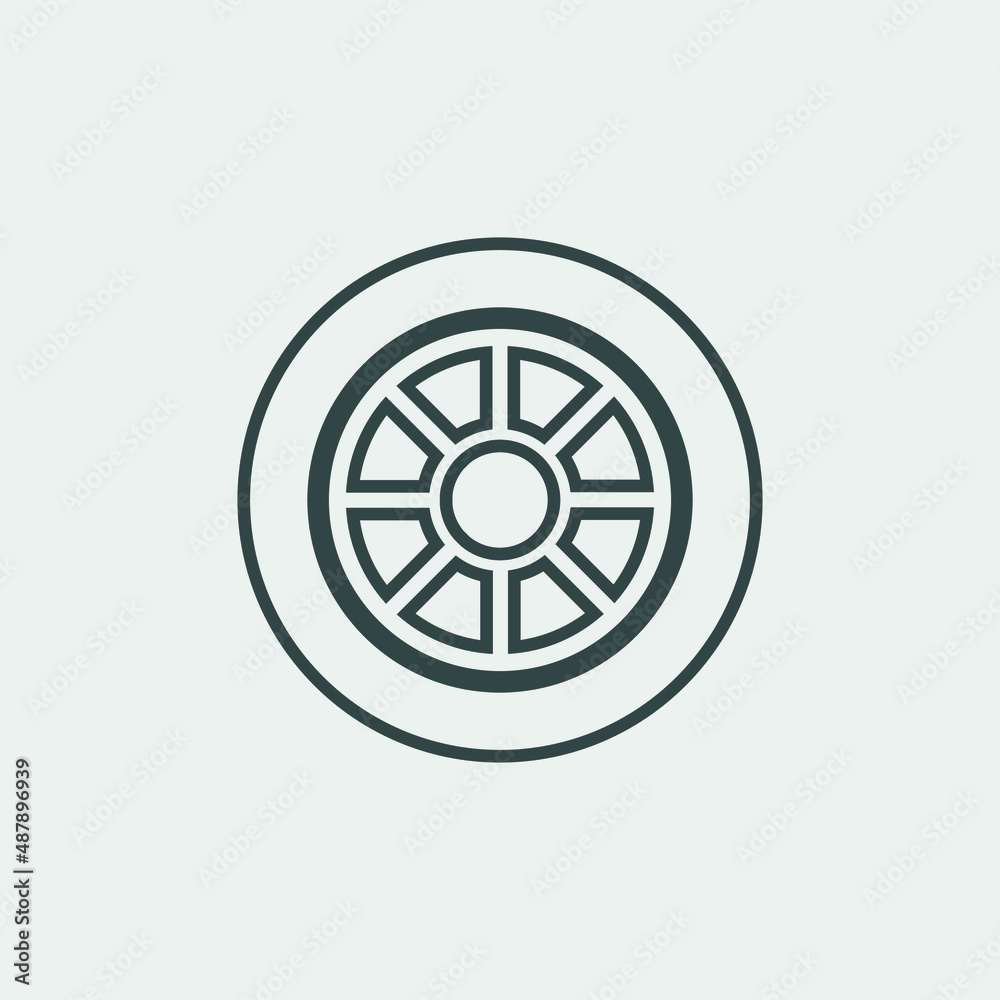 Fototapeta premium Car wheel vector icon illustration sign