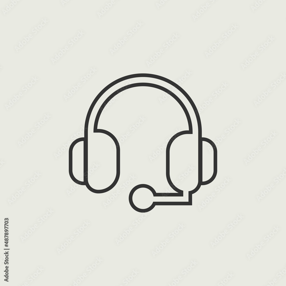 Headphone with mic vector icon illustration sign Headphone with mic vector icon illustration sign