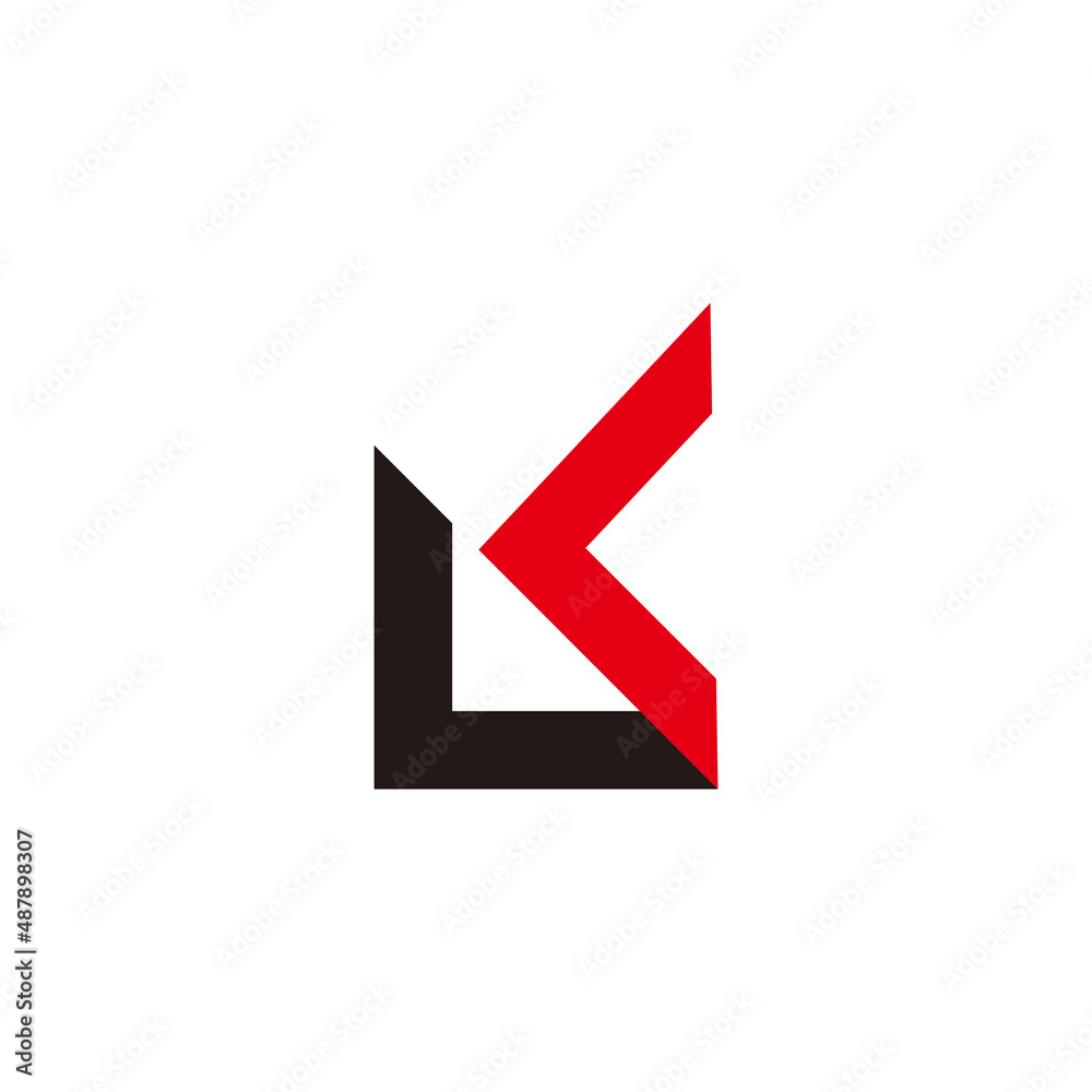 letter lk linked arrows simple geometric colorful logo vector